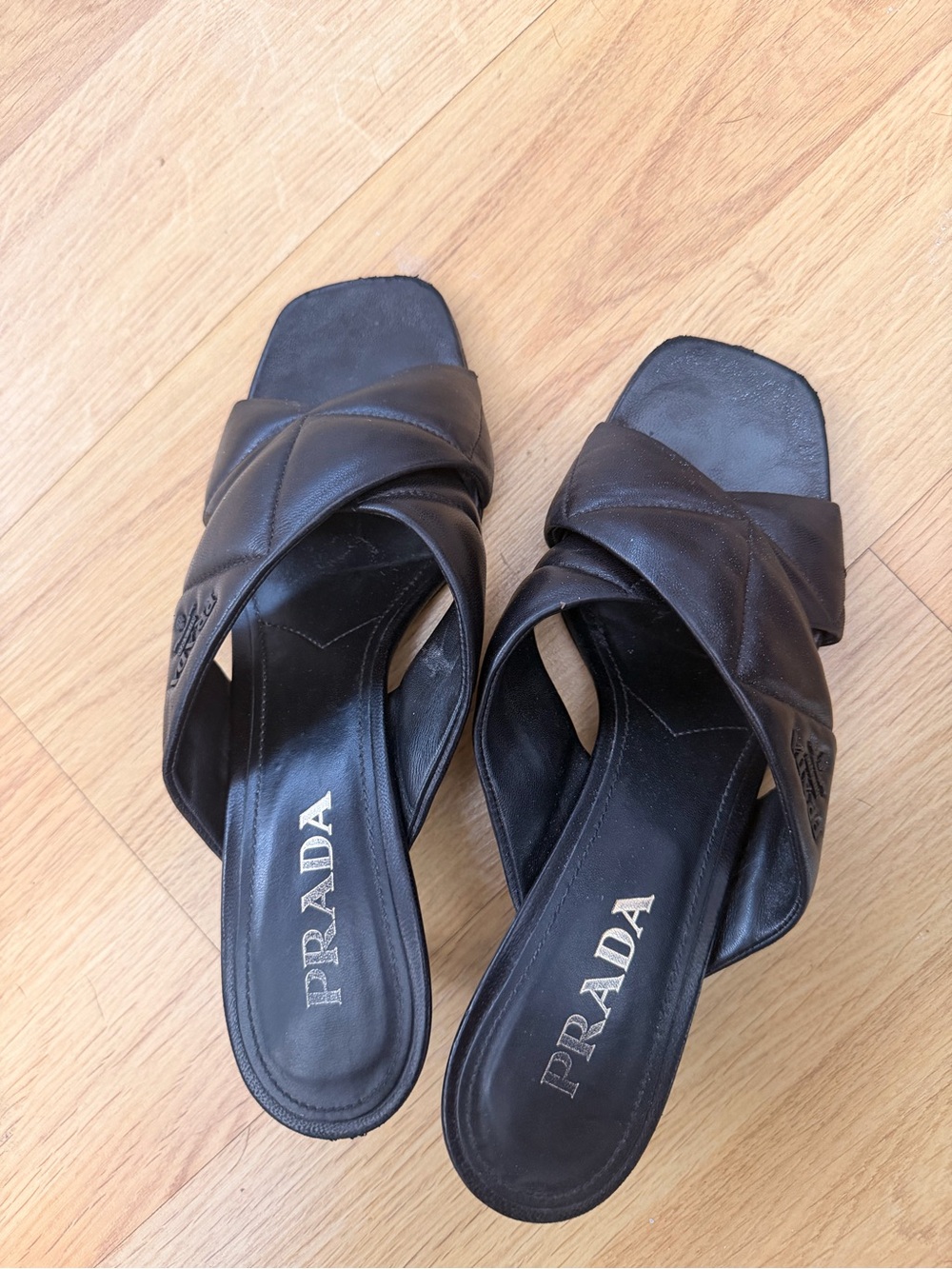 Prada Black Leather Twist-Strap Mules - Picture 5 of 6